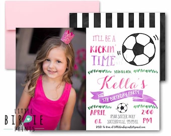GIRL SOCCER INVITATION - Soccer Birthday party invitation - Soccer birthday Invitation - Soccer party invitation - Watercolor Soccer