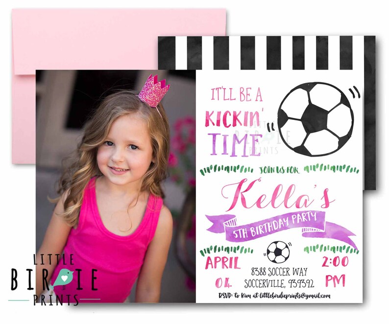 GIRL SOCCER INVITATION Soccer Birthday Party Invitation Etsy