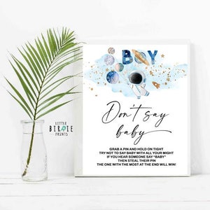 Astronaut baby shower game don't say baby, stars galaxy planets baby shower blast off to the moon baby shower balloons game don't say baby