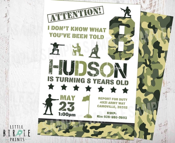 CAMO Invitation CAMOUFLAGE Birthday Party Invitation // | Etsy