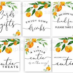 CUTIE Decorações para chá de bebê SINAIS // Uma fofinha está a caminho Download instantâneo do chá de bebê // Comida Bebida Placas de boas-vindas para chá de bebê