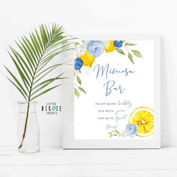 LEMON Mimosa Bar sign blue lemon Main squeeze bridal shower Mimosa bar sign Main squeeze baby shower Lemonade mimosa bar sign birthday