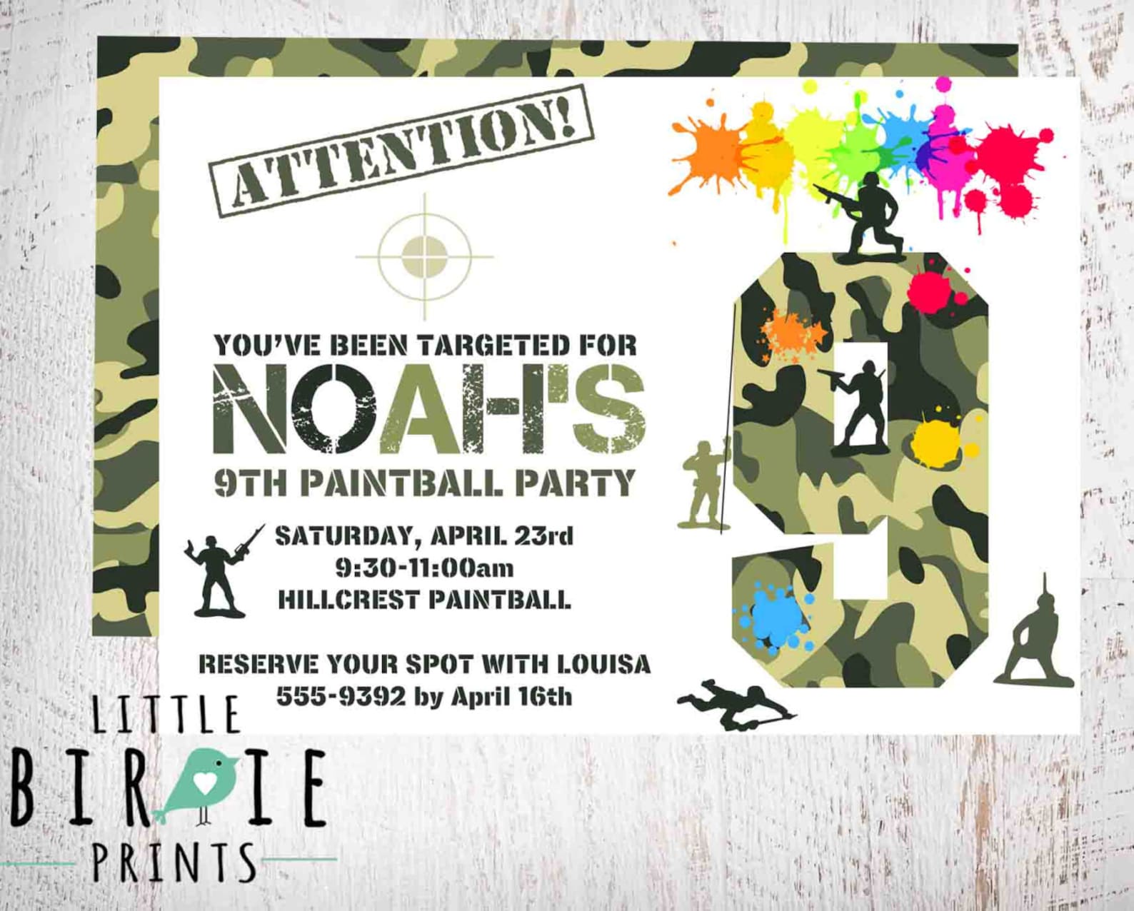 PAINTBALL INVITATION Paintball Birthday Invitation Paintball Etsy