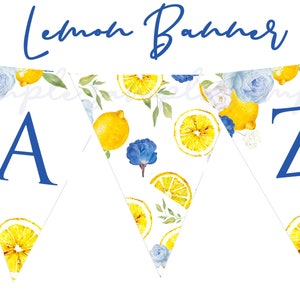 LEMON Banner Main squeeze bridal shower banner Lemon baby shower banner Blue Lemon Baby shower Lemonade Sunshine banner Birthday party