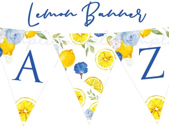 LEMON Banner Main squeeze bannière de douche nuptiale Citron bannière de baby shower Blue Lemon Baby shower Lemonade Sunshine banner Fête d’anniversaire