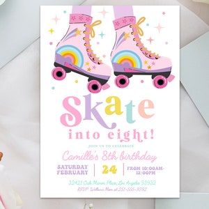 Roller Skate Birthday Party Invitation, Roller Skate Birthday Invite ...