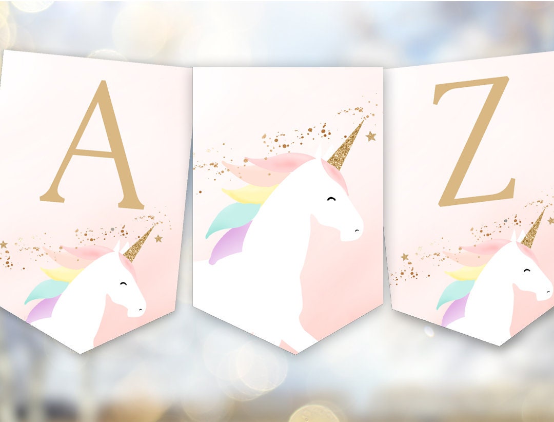 Printable Unicorn Banner, Unicorn Birthday Party Banner ABC, Unicorn