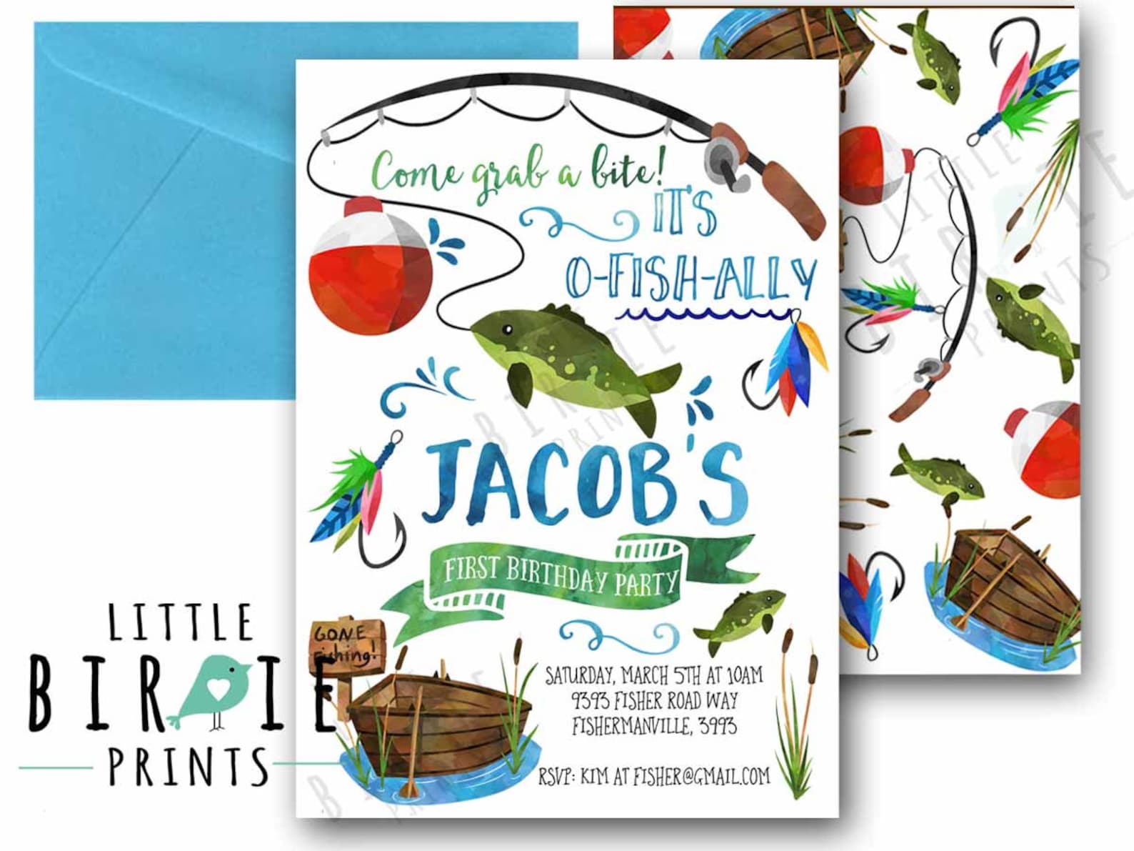 FISHING BIRTHDAY INVITATION Fishing First Birthday - Etsy