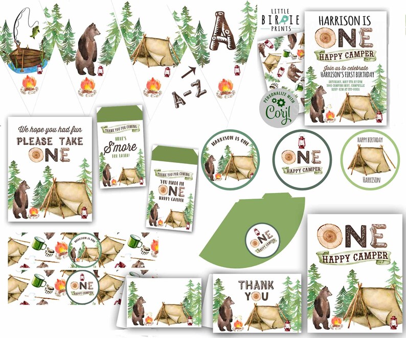PRINTABLE One Happy Camper Cake Topper Instant Download Cake - Etsy