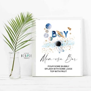 Momosa bar sign astronaut baby showerr Mom-osa, Mimosa bar outer space planet sign, boy space baby shower sign drinks sign, printable