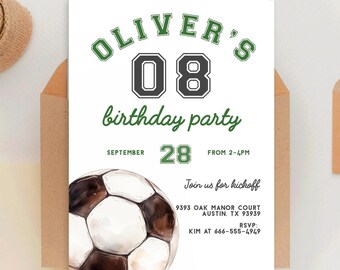 SOCCER birthday invitation, Editable soccer party invite, Football birthday invitation, soccer party printable instant download