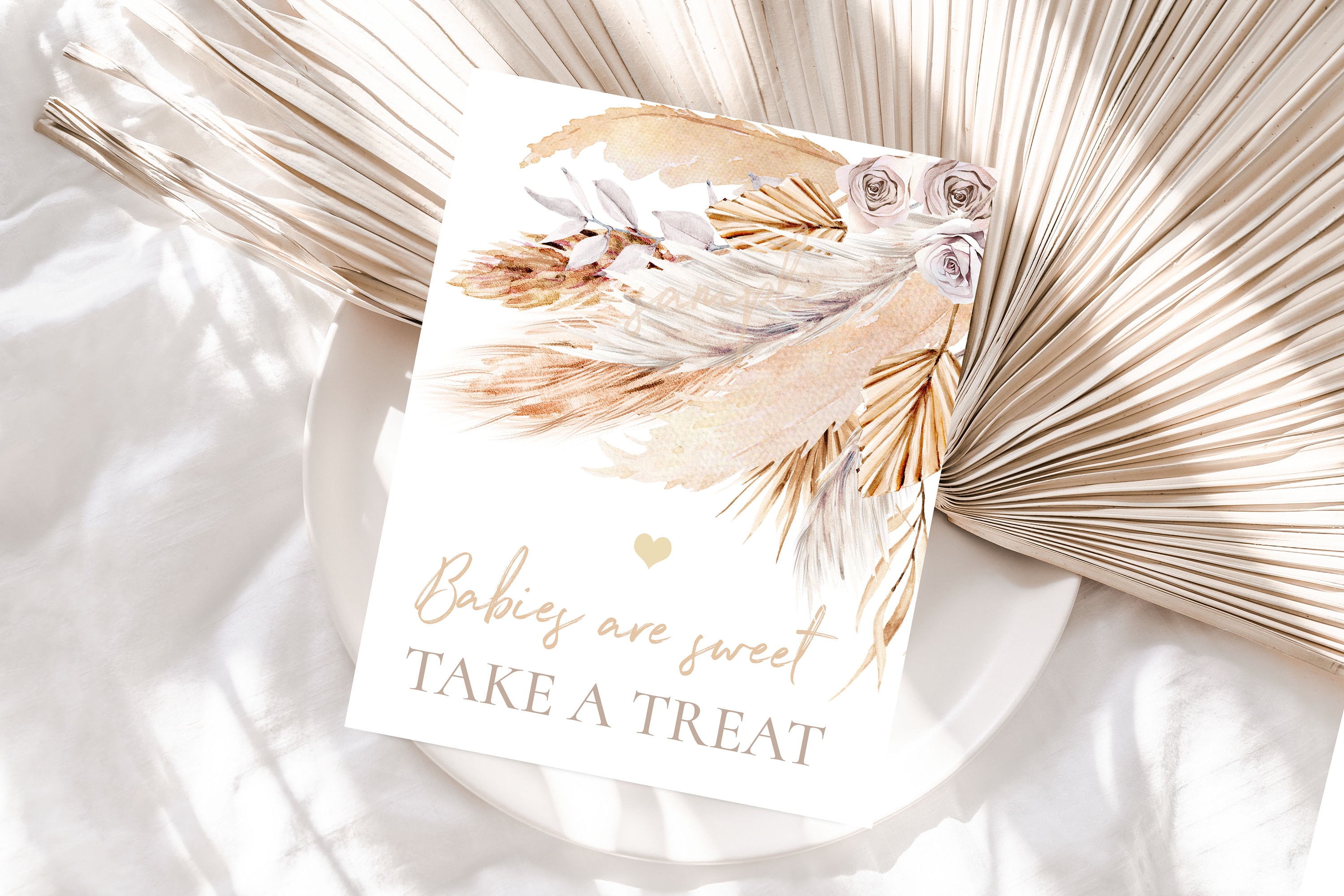 Pampas Grass baby shower set of signs Boho baby shower Cards Etsy