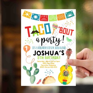 Taco &#39;bout a party Invitation FIESTA birthday invitation printable Sombrero Cactus Birthday Invitation First birthday instant download
