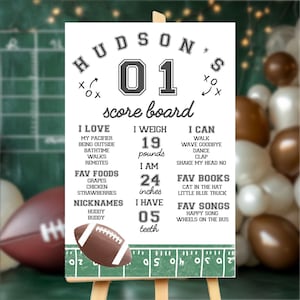 Póster de hito de primer cumpleaños de fútbol, hitos de fiesta de cumpleaños de primer año de fútbol, póster de decoraciones para fiesta de primer cumpleaños de fútbol