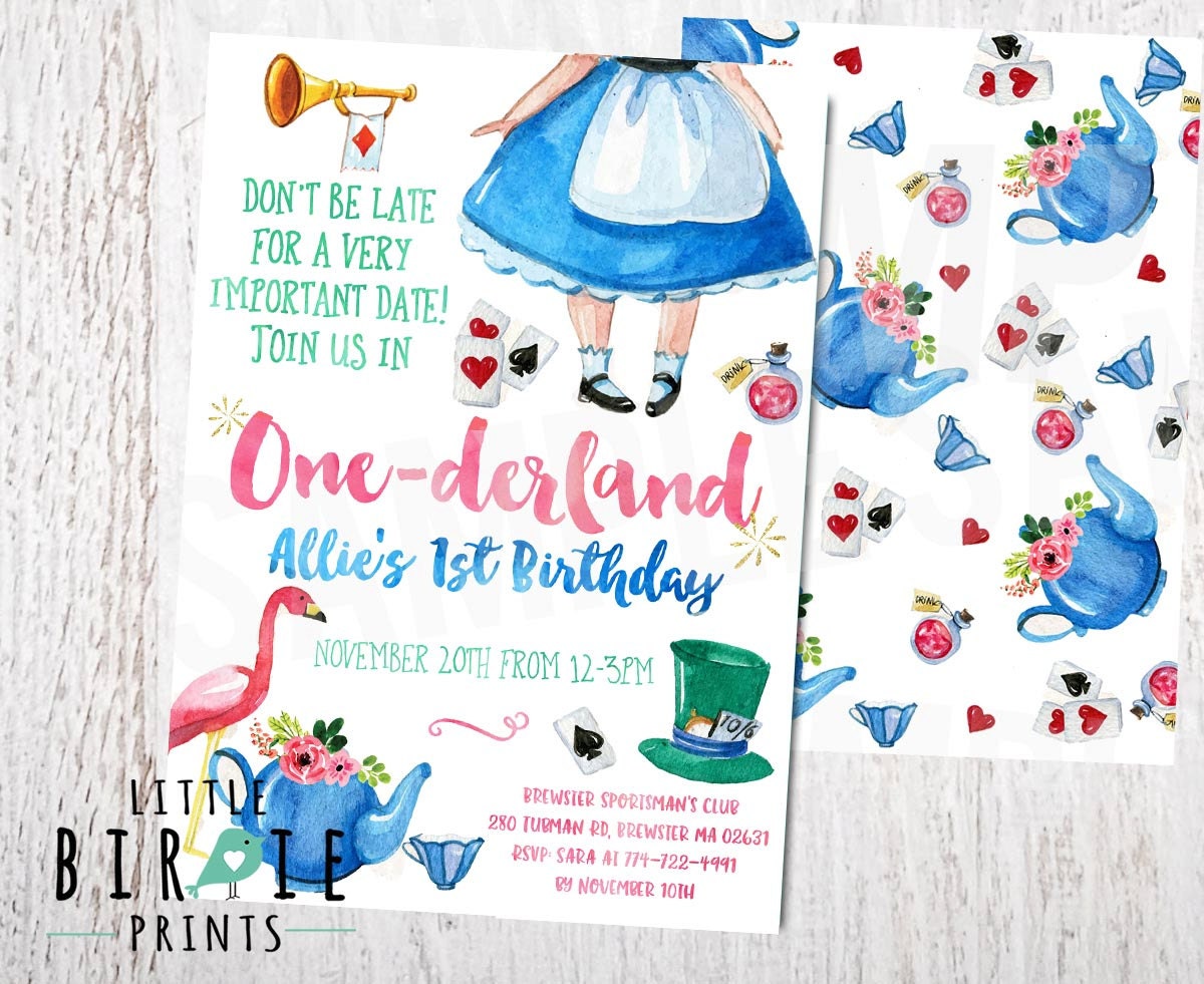 ALICE IN ONEDERLAND Birthday Invitation Alice in Onederland Etsy