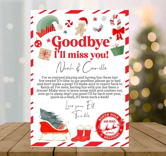 Editable Elf Goodbye Letter From Your Elf, Christmas Eve Activity