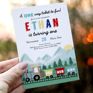 Train First Birthday Party Invitation, Train 1st Birthday Party ...
