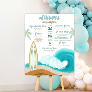 THE BIG ONE birthday milestone poster, baby&#39;s first birthday firsts memory board, Surf first birthday sunshine retro 70&#39;s summer party