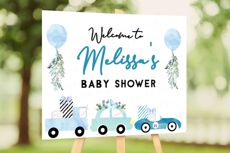 Printable DRIVE BY Baby Shower Favor Tag Blue Drive Through Etsy
