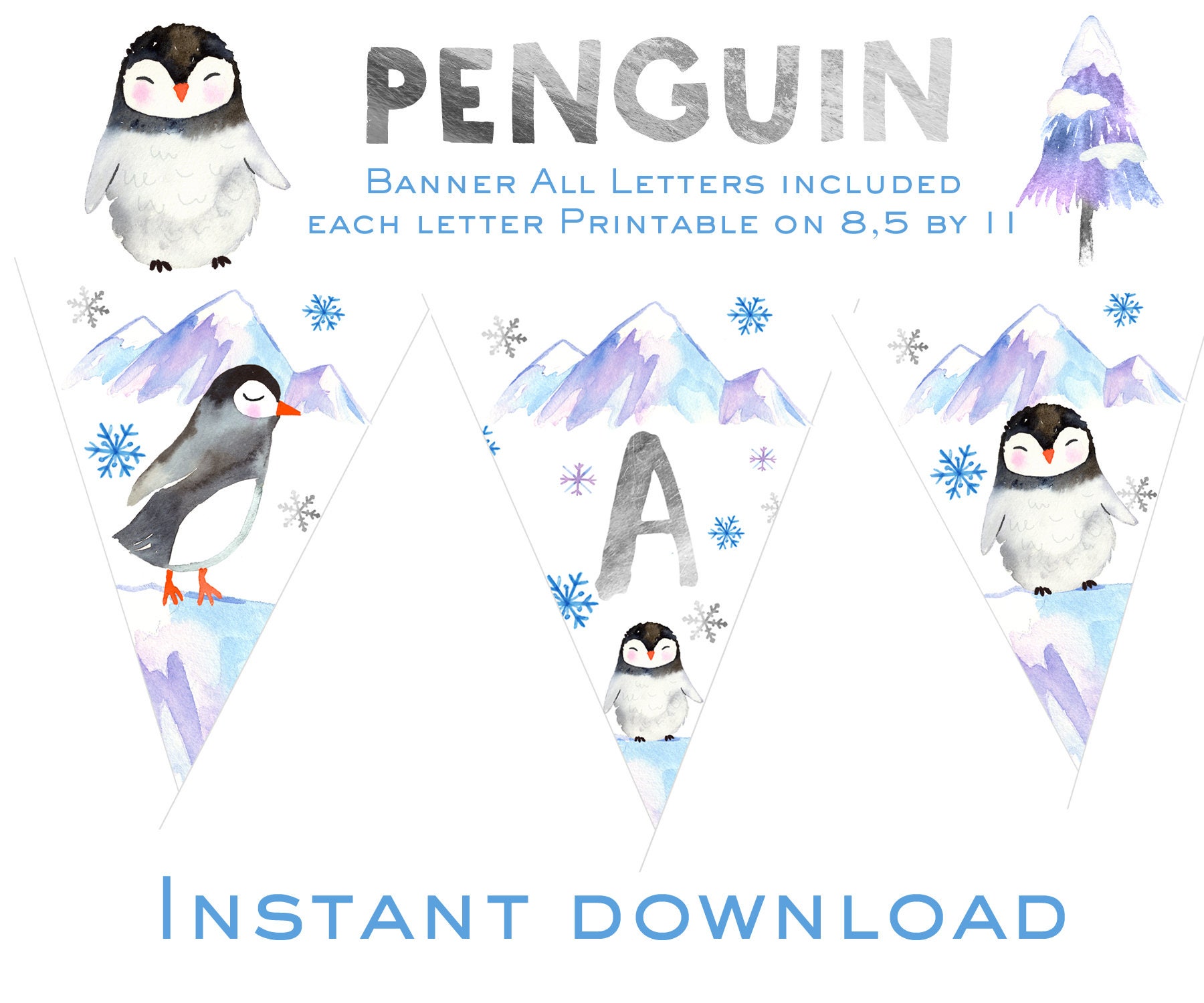 PENGUIN First Birthday Banner Penguin Happy Birthday Banner | Etsy