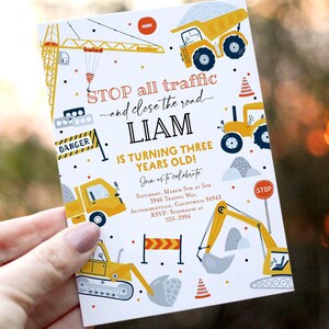 Editable Construction Invitation Construction Boy Birthday Invitations, Dump Truck Party Invite Printable Template Digital Instant Download