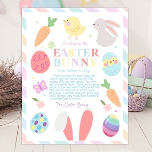 Carta EDITABLE del Conejito de Pascua, Carta Chica del Conejito de Pascua imprimible, Imprimible de Pascua, Carta Oficial del juego de notas del Conejito de Pascua
