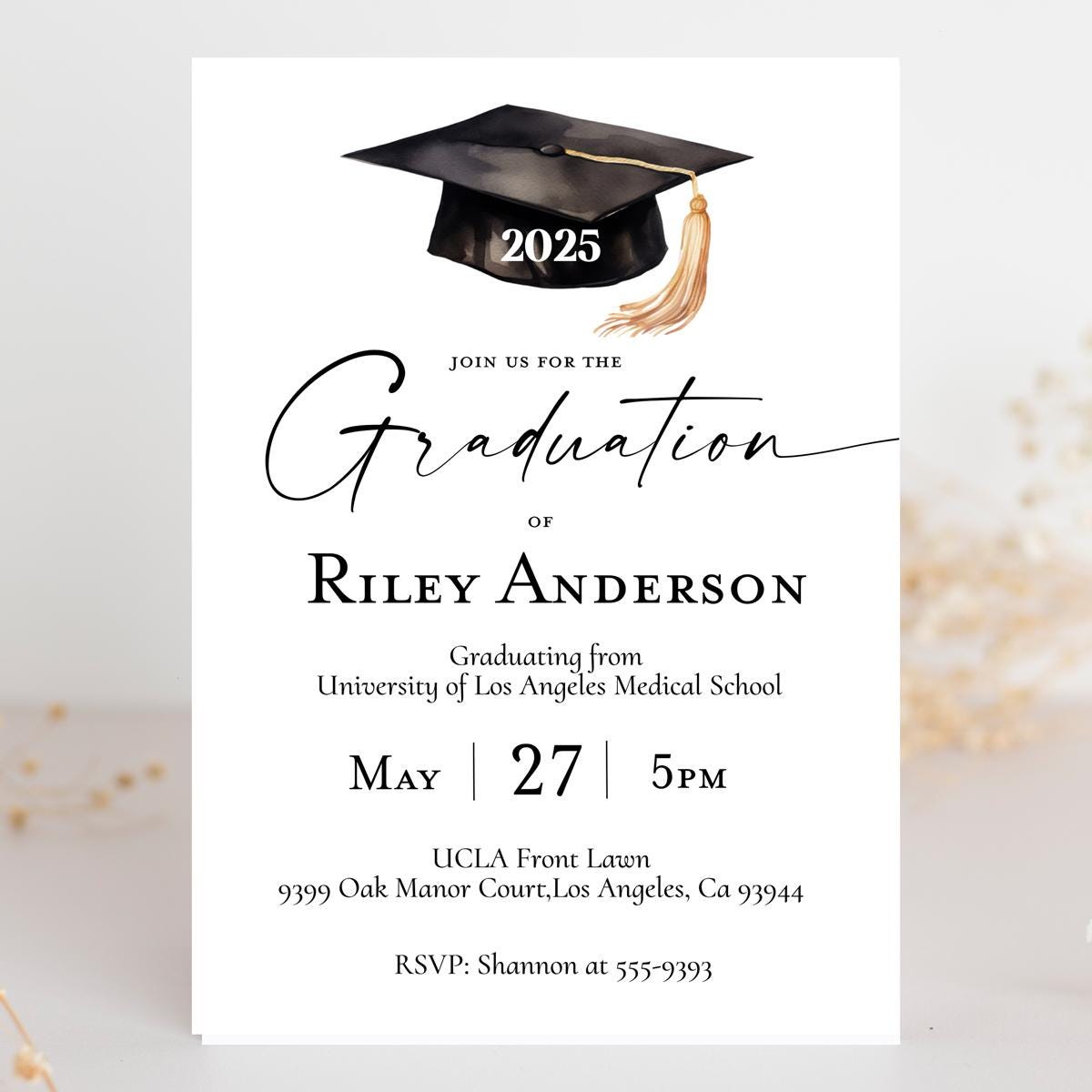 Class of 2025 Graduation Announcement, Graduation invitation minimalist 2025 High School College Grad School Medical School photo or non
