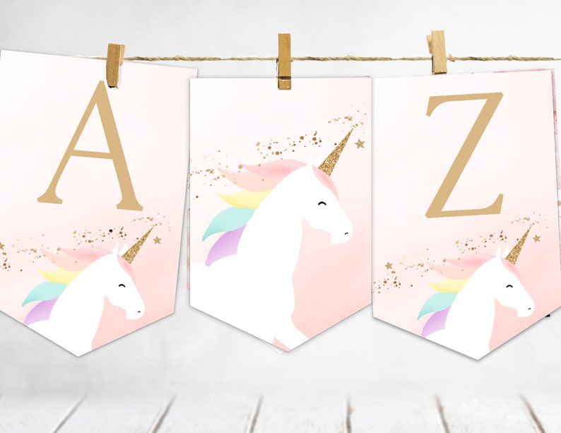 Printable Unicorn Banner Unicorn Birthday Party Banner ABC - Etsy