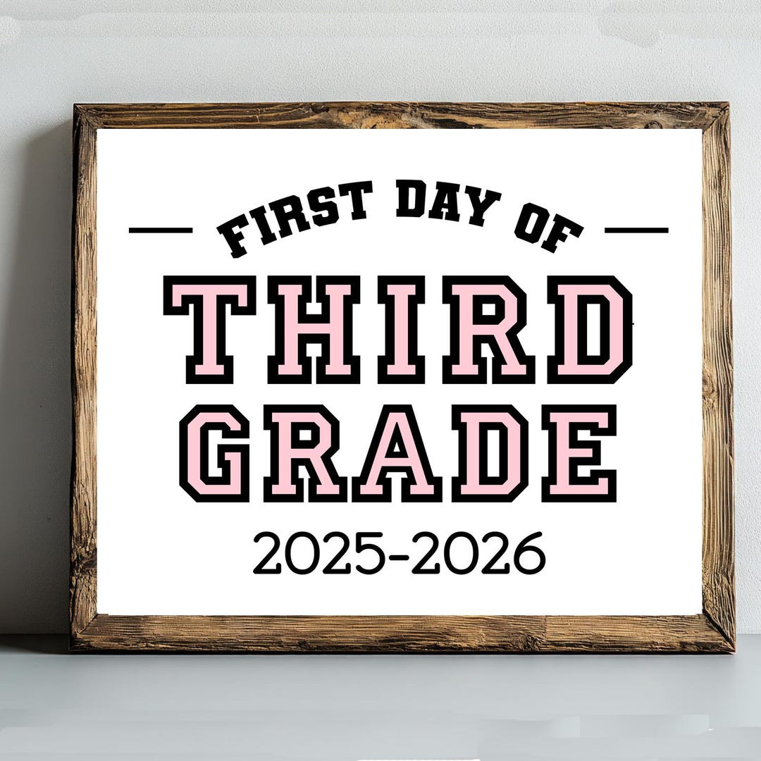 First Day of 3rd Grade Sign Printable Third Grade Sign Girl Pink ...