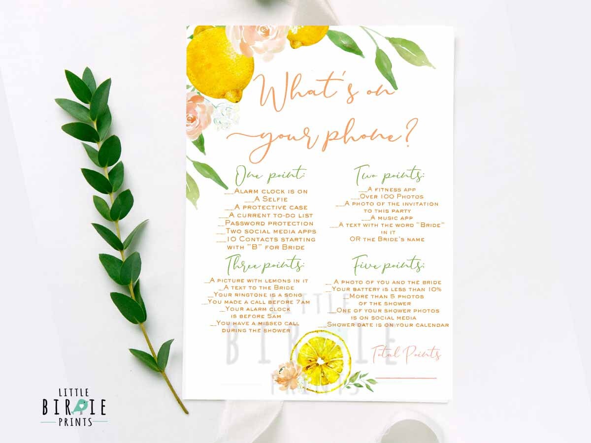 Party Games Party Supplies Lemon bridal shower game word scramble