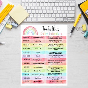 Editable Homeschool schedule Rainbow School Schedule for kids Daily Schedule Editable Printable Chore chart, Daily Planner, Instant download image 3