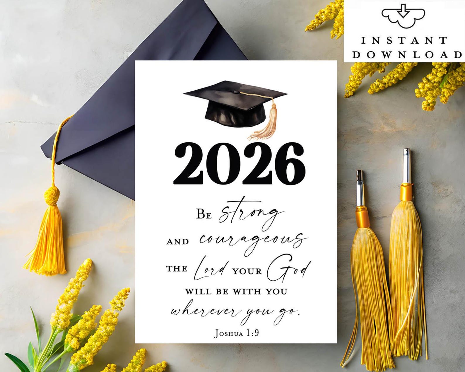 Christian Graduation Card 2026 Bible Verse Joshua 1:9 Graduation ...