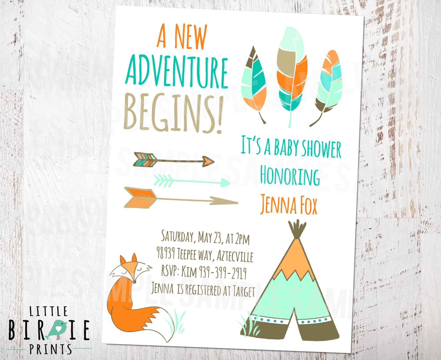 Arrow Baby Shower Invitation Tribal 50