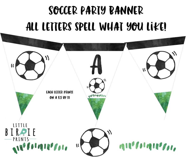 SOCCER Banner Soccer Printable Banner Birthday Party Etsy