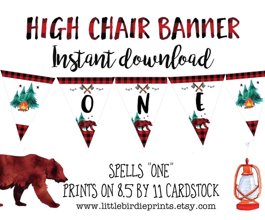 Holzfäller 1. Geburtstag Banner – Hochstuhl-Deko Mit Buffalo Plaid – Erste Geburtstagsparty