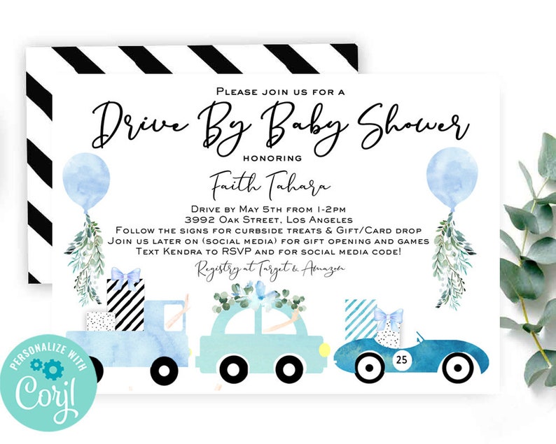 Drive by Baby Shower Drive Through Baby Shower Party Sign Etsy