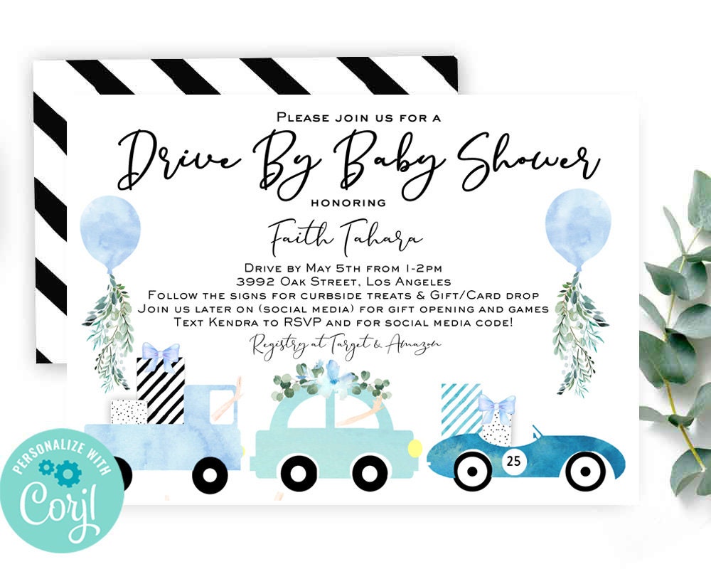 Drive by Baby Shower Drive Through Baby Shower Party Sign Etsy