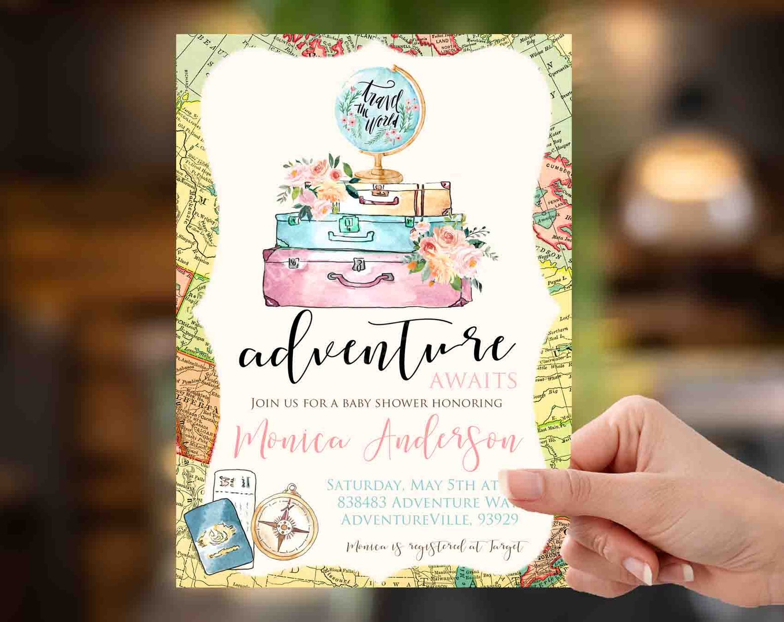 Travel Baby Shower Invitation Girl Travel Baby Shower Etsy