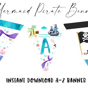 Mermaid pirate birthday banner Mermaids pirates birthday party, Boy girl party, Mermaid decorations boy girl twins dual birthday party