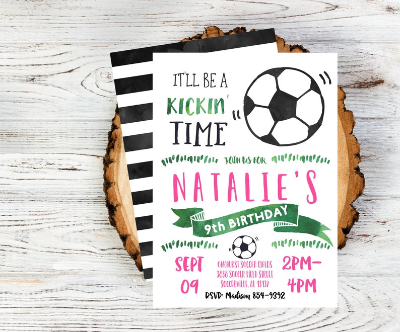 GIRL SOCCER INVITATION Soccer Birthday Party Invitation Etsy