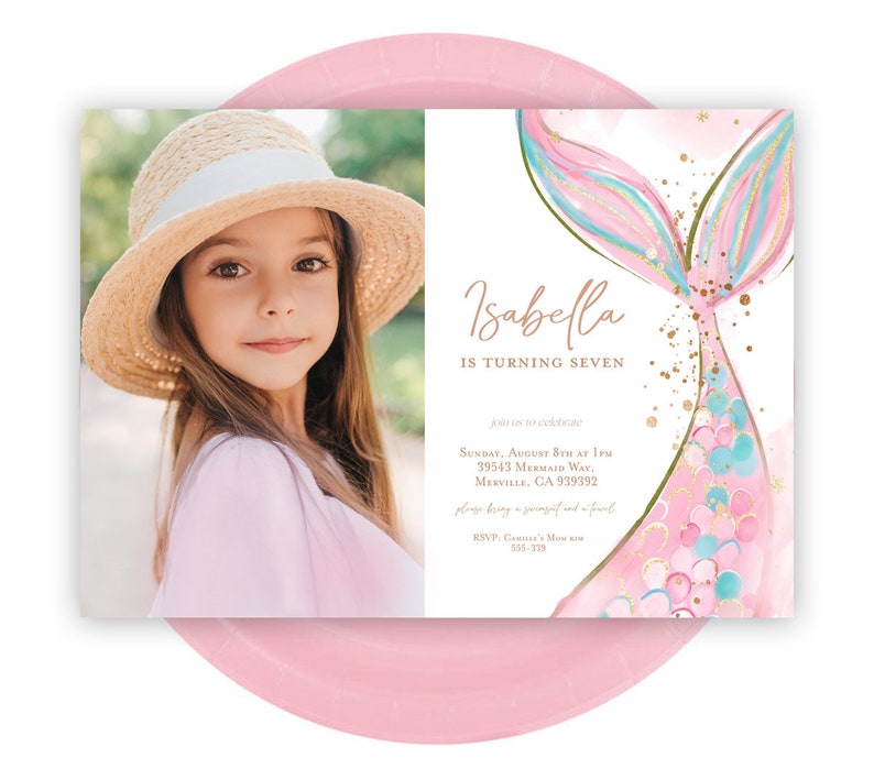 Editable MERMAID Birthday Invitation Pink Mermaid Invitation Etsy