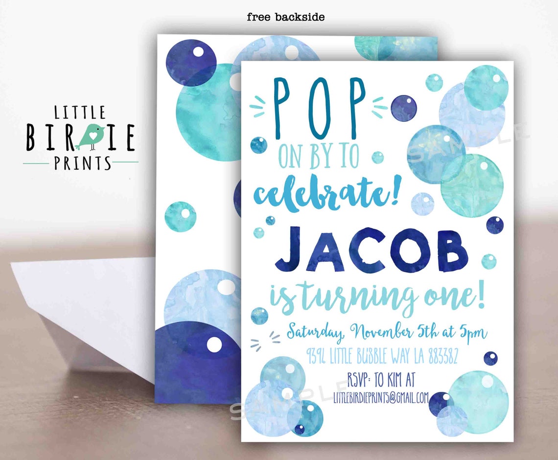 BUBBLE INVITATION Bubbles Birthday Invitation Bubbles Etsy
