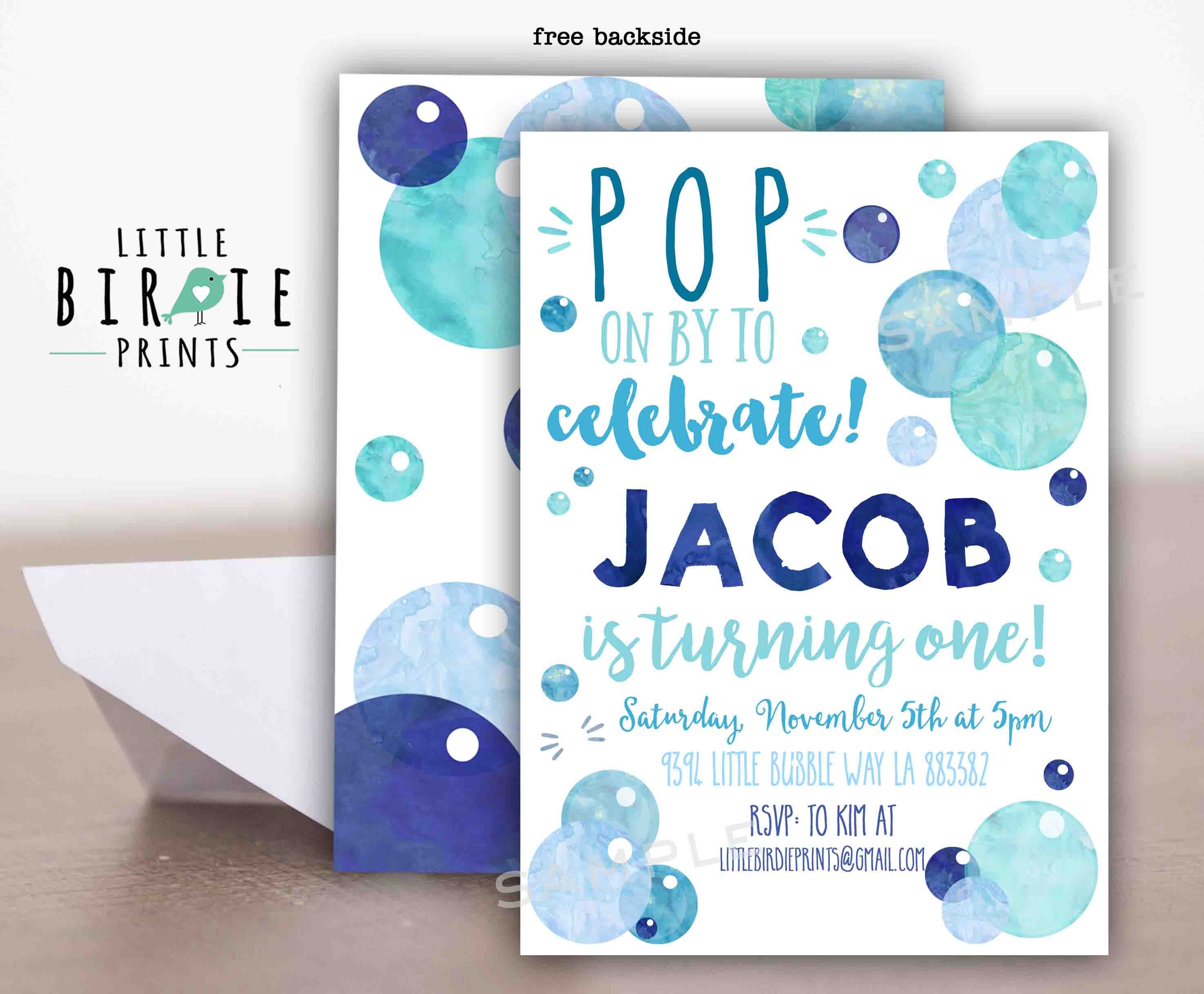 Bubbles birthday invitation Bubble invitation bubbles party Etsy