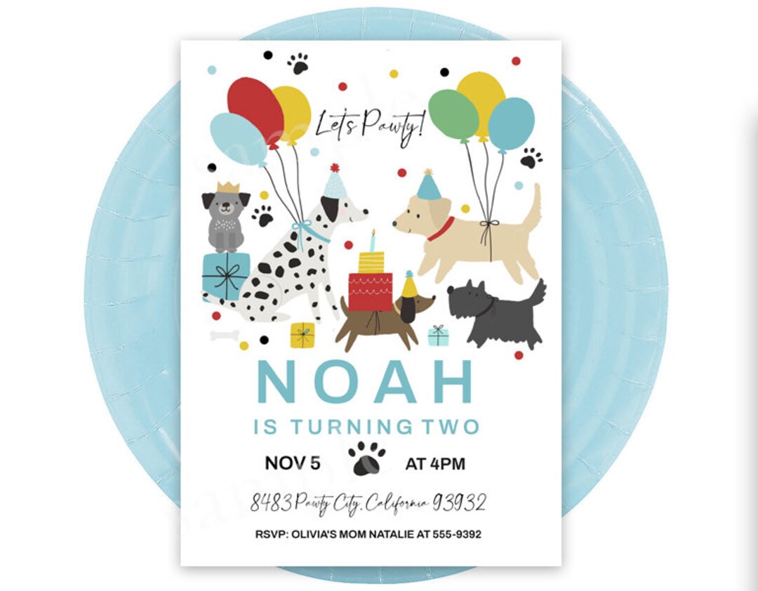 Puppy Dog Birthday Party Invitation, Boy Puppy Dog Pawty Invitation ...