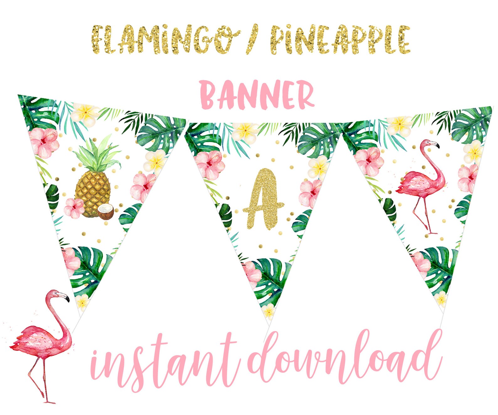Flamingo banner Tropical Flamingo Birthday Party banner Etsy