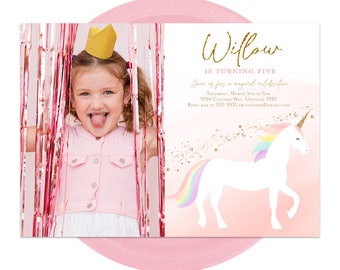 Unicorn Invitation, Editable unicorn invitation, Modern Simple, Unicorn Birthday Invitation, Unicorn Party Invitation, Instant download