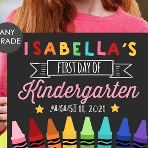 Bearbeitbares Schulanfangsschild, 1st Tag des Kindergartens Zeichen Schule druckbares Zeichen, erster Schultag Zeichen, 8x10 Zeichen Kreidetafel