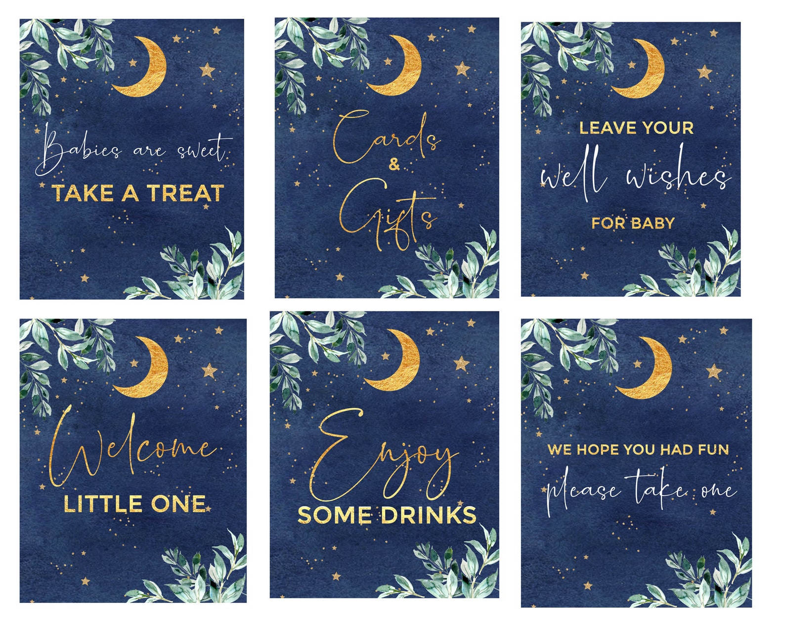 Over the Moon Baby Shower Signs Cards and Gifts Sign Etsy