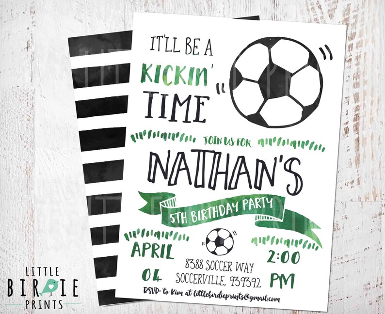 Soccer Invitation Soccer Birthday Party Invitation Soccer Etsy