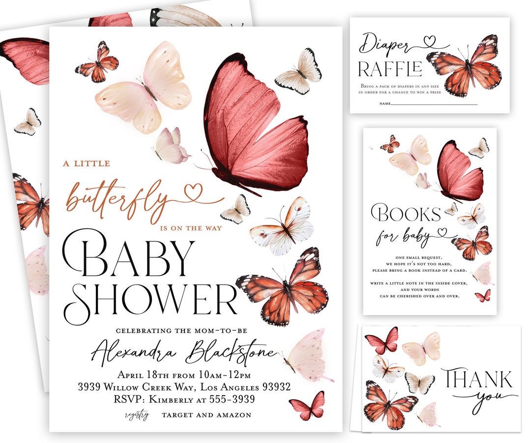 BUTTERFLIES Baby Shower Invitation Monarch Butterfly Baby Etsy